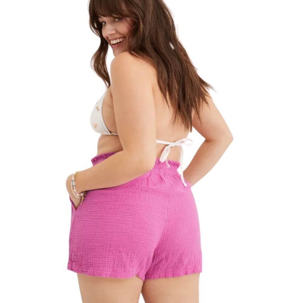 Aerie Pool to Party High-Waisted Gauzy Shorts - Size S, Pink - Picture 2 of 8